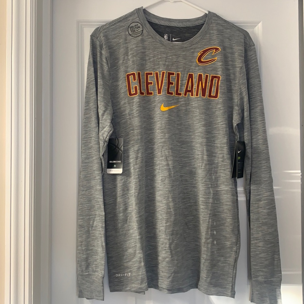 Nike Cleveland Gray Long Sleeve Dri-FIT Tee with Maroon & Gold Accents